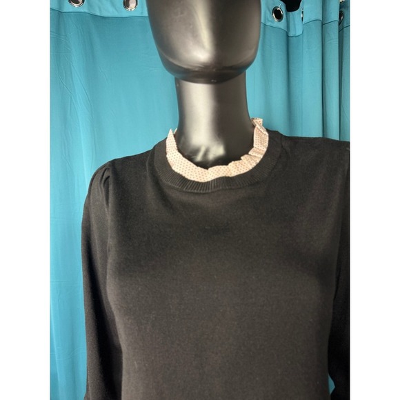 Adrianna Papell Black Pink Polka Dot Layered Sweater Size S - Picture 2 of 12